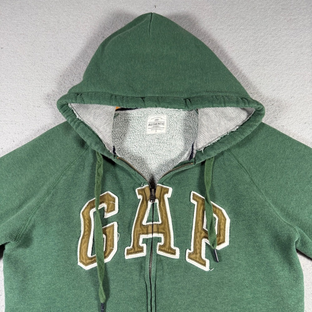 Gap Authentic Apparel Men Green Full Zip Hoodie Logo Small Embroidered 603034-01 - Picture 4 of 13
